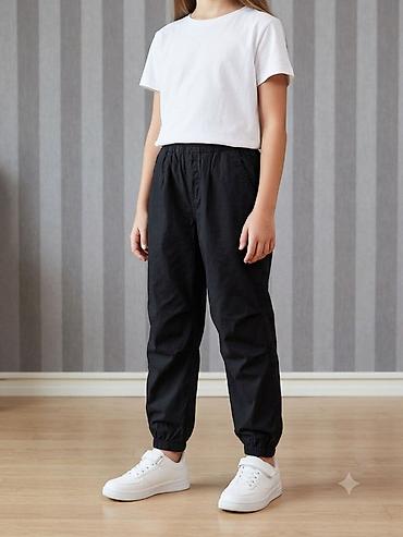 qara şalvar oğlan üçün: Uşaq üçün qara cargo şalvarı - Model: klassik jogger kəsimi - Rəng — 1
