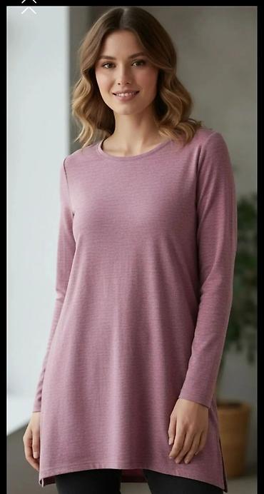 Ženska tunika/bluza sa dugim rukavima - Boja: puderasto roze (blaga