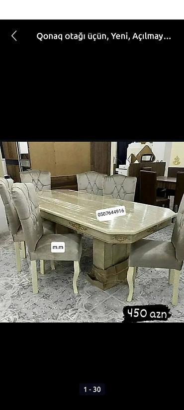 divan temizlenmesi: Qonaq otağı üçün, Yeni, Açılmayan, Dördbucaq masa, 6 stul — 1