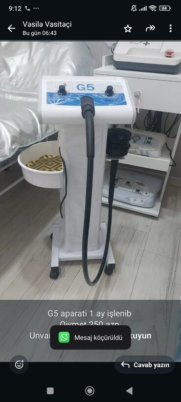Gözəllik və estetika avadanlığı: G5 aparati 1 ay işlenib 
Qiymet 250 azn.
Unvan Xirdalan.
Vesile🌹8400