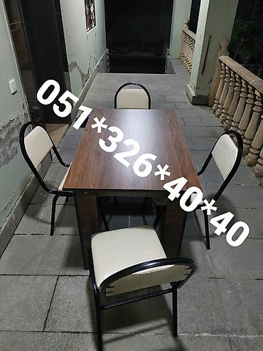 Masa və oturacaq dəstləri: Qonaq otağı üçün, Yeni, Dördbucaq masa, 4 stul — 8