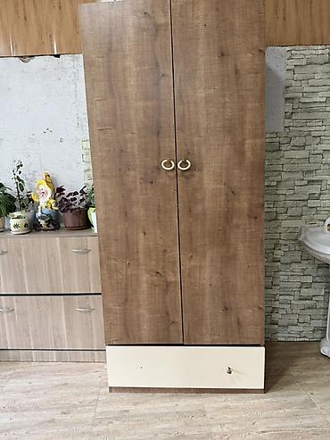 Mebel: İşlənmiş, 2 qapılı, Siyirməli, Qəhvəyi, Taxta, Açılan, Düz dolab — 1