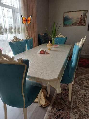 Masalar: Qonaq otağı üçün, İşlənmiş, 6 stul