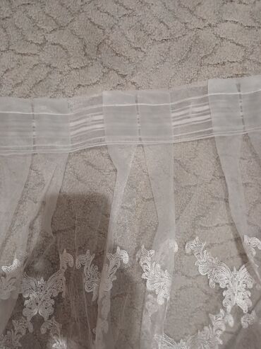 Тюли: Тюль капроновая с рисунком б/у,цвет:айвори,Турция ширина-7м30см — 7