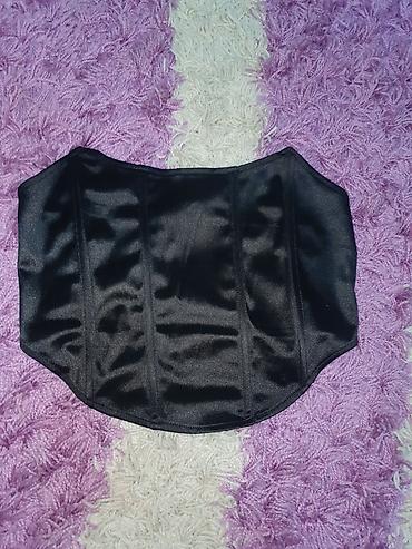trakice: Crni satenski korset/top bez bretela - Model: strapless korset/top sa — 1