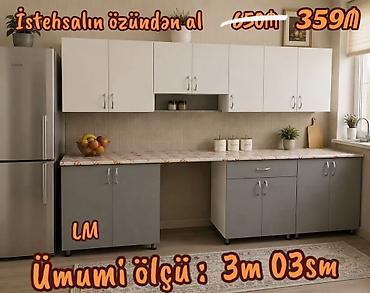 Mətbəx mebeli: Mətbəx mebeli dəsti – LM modeli - Ümumi ölçü: 3 m 03 sm - Üst modul — 1
