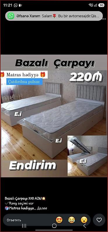 ev mebeleri: Bazalı çarpayı – 220 AZN - Rahat açılan-bazalı konstruksiya: alt hissə — 1