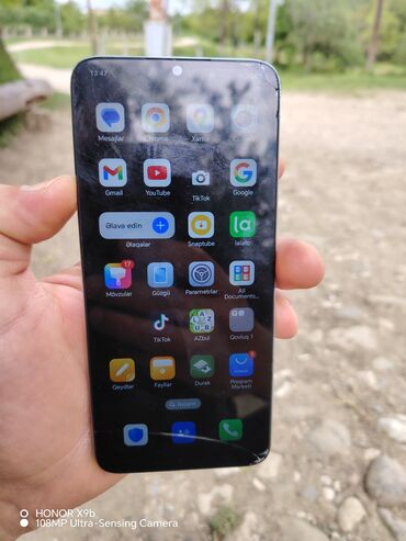 cat telefon: Honor X6a, 128 GB, rəng - Göy, Qırıq, Sensor, Barmaq izi