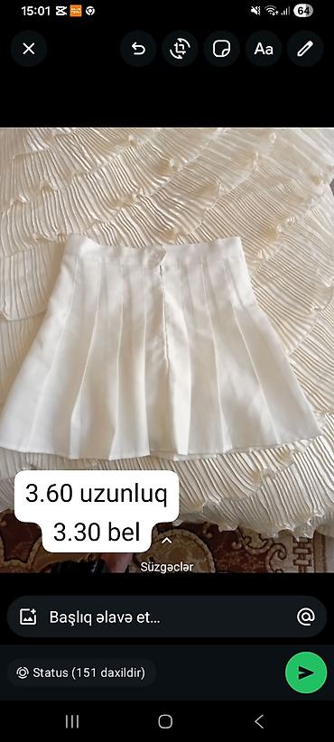 çaplı qadın ətəkləri: Ağ plisəli mini skirt-şort (skort) - Rəng: qar kimi ağ - Dizayn: ön — 5