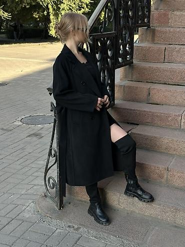 женские пальто oversize: Женское черное пальто на осень — 2