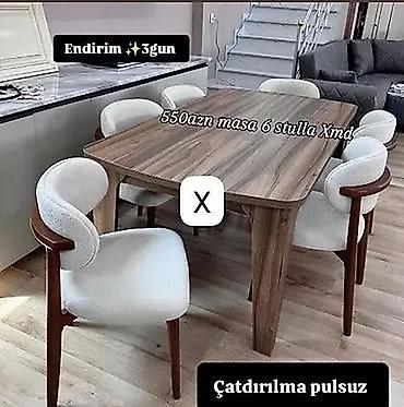 - Yemək otağı dəsti: taxta formalı, düzbucaqlı masa + 6 ədəd stul - lalafo.az -da - Yemək otağı dəsti: taxta formalı, düzbucaqlı masa + 6 ədəd stul -