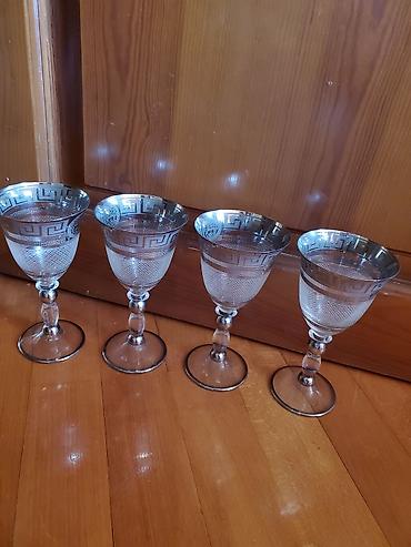 acar qabı: Qədəhlər, rəng - Gümüşü, Şüşə, 4 ədədli dəst — 1