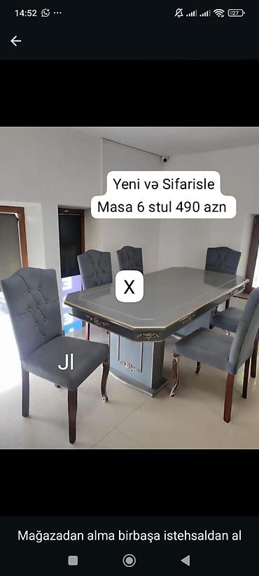 Sifarişlə mebel: Dördbucaq masa, Qonaq otağı üçün, 6 nəfər, Açılmayan — 1