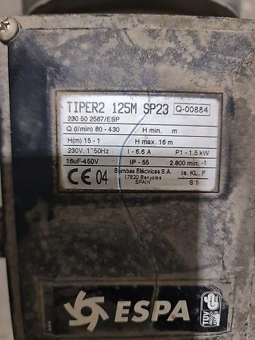espa: ESPA TIPER2 125M SP23 cakuzi nasosu Texniki göstəricilər: - — 3