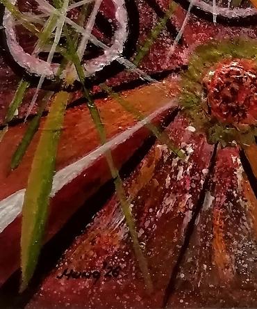 retro vaze: Apstraktna slika na ogledalu 20x14cm, rađena akrilnim bojama veselog — 2