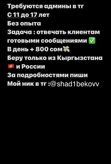 работа акун: Талап кылынат Сатуучу консультант Иш тартиби: Ийкемдүү график, Окутуу, Аралыктан иштөө