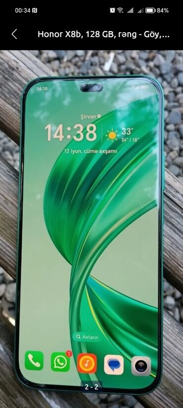 кнопка телефон: Honor X8b, 128 GB, rəng - Göy