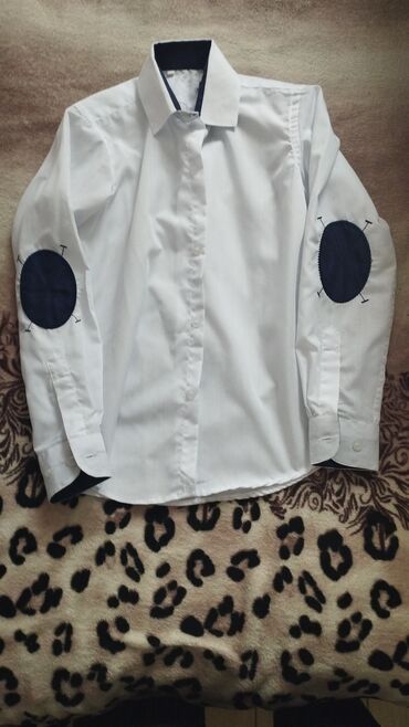 лен рубашка: Детский топ, рубашка, цвет - Белый, Б/у