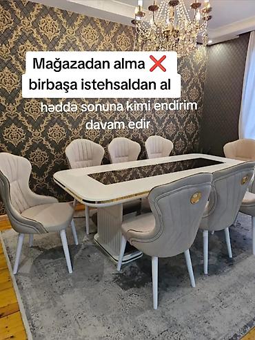 mdf panel: Qonaq otağı üçün, Yeni, Açılmayan, Dördbucaq masa, 8 stul — 1