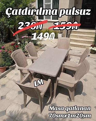 masa satisi: Yeni Plastik masa dəsti📌 Qatlanan masa+6 STUL 📌 Qiymət: 149₼ — 1