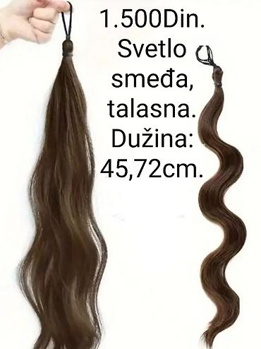 Talasasti rep na gumici – svetlo smeđa nijansa. - Dužina: 45,72 cm - na lalafo.rs Talasasti rep na gumici – svetlo smeđa nijansa. - Dužina: 45,72 cm -