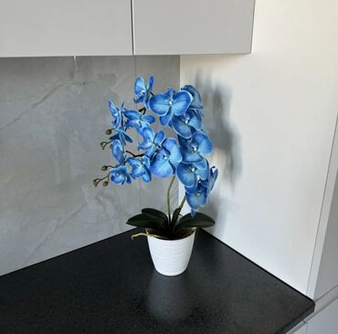 Декоративные цветы: Орхидея искусственная для декора в керамическом горшке Орхидея — 16