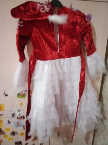 национальная платья для девочек: Детское платье, цвет - Красный, Новый