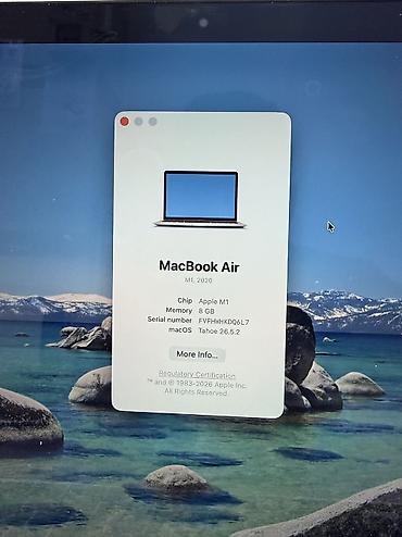 Ноутбуки Apple (MacBook): Б/у Macbook Air 13, Silver, M1, 8gb, 256gb, 220 циклов зарядки, 91% — 6