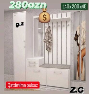 Divan və kreslo dəstləri: Açılan, 1 qapı Düz dolab, Dəhliz dolabı