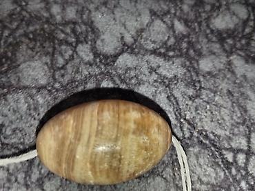 ebonit tesbeh: Zob əridən babahqulu Təbii daş muncuq – ellips formalı, krem-qəhvəyi — 1