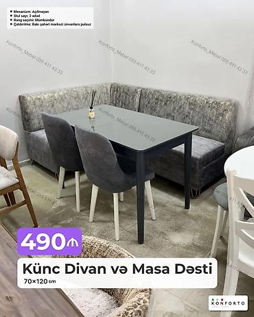 Divan və masa dəstləri: Künc Divan və Masa Dəsti - Dəst tərkibi: künc divan, masa və 2 ədəd — 1