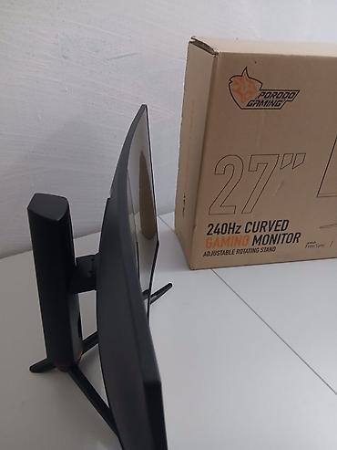 laptop stand: ​"Yeni Prodo 27" 240Hz Curved Gaming Monitor – Qutuda, İstifadə — 2