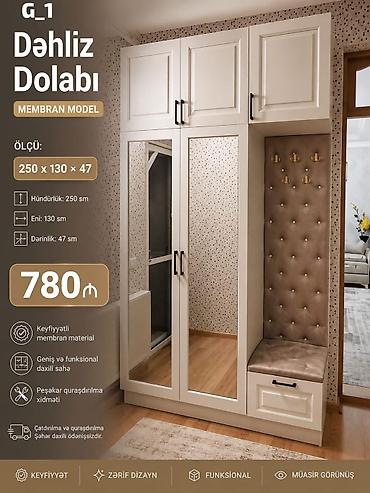 G_1 Dəhliz Dolabı – Membran model Ölçü: 250 × 130 × 47 sm -