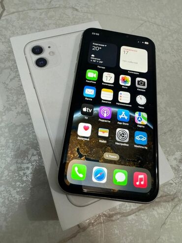 Apple iPhone: IPhone 11, Б/у, 128 ГБ, Белый, Защитное стекло, Чехол, Коробка, 77 %