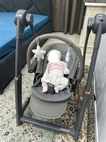 кресло кочалка: Детский шезлонг, Б/у, Электронная, Железо, цвет - Серый