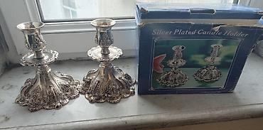 bayram şamları: Gümüş örtüklü şamdan dəsti. - Dəst: 2 ədəd şamdan - Material: silver — 1