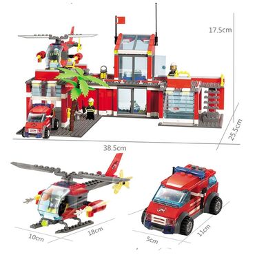 Игрушки: 1️⃣ Lego Пожарная станция (1-4 фото) 🔸️774 деталей 🔸️Размер 38,5 ×