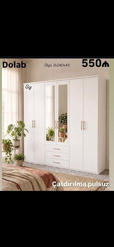 ağ qapı: Ağ rəngdə çox bölməli geyim dolabları 1) Model 1 - Ölçü: 200 × 160 × — 3