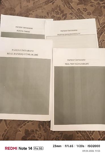 Testlər: Məhsul: “Patent İmtahanı” üçün çap olunmuş hazır vəsaitlər toplusu — 1