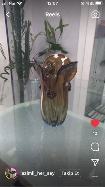 ваза стеклянная прозрачная высокая без узора: Güldan qedimi