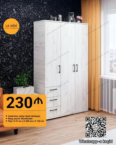 dsp qiymeti: Açılan, 3 qapılı Düz dolab, Qarderob, paltar dolabı