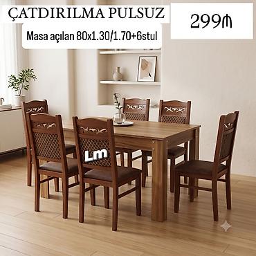 Masa dəsti MASA +6 STULL💥 Masa açılan : 80x1.30/1.70+6stul: 299₼