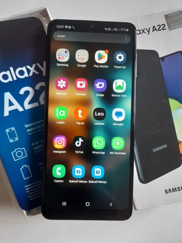 samsung gt c3782: Samsung Galaxy A22, 128 GB, rəng - Qara, Sensor, Barmaq izi, İki sim kartlı