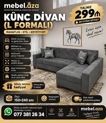 Divanlar: Divan, Yeni, Açılan, Bazalı, Vеlur parça, Şəhərdaxili pulsuz çatdırılma — 1