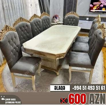 salon masa: Qonaq otağı üçün, Yeni, Açılmayan, Dördbucaq masa, 8 stul — 1
