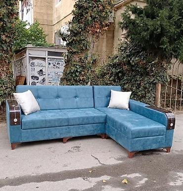 metbext mebelleri: Məhsul: L‑şəkilli künc divanı - Rəng: mavi (turkuaz çaları) - — 1