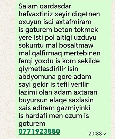 doseme: Beton işlənmələri və əlaqəli tikinti xidmətləri təklif olunur: - Beton — 1