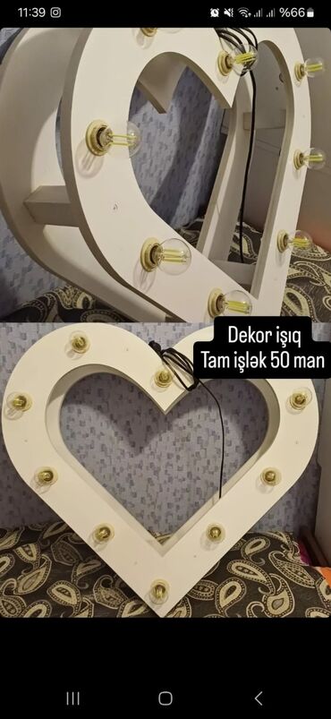 Pərdə və jalüzlər: Ürünün təsviri: - Ürək formasında dekorativ işıq paneli - Ağ rəngli