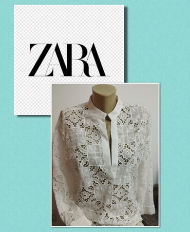 svilena bluza: Zara, M (EU 38), Cotton, Single-colored, color - White