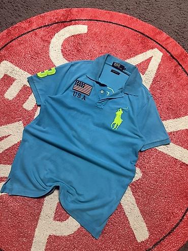 патч: Мужская футболка, S, M, Polo Ralph Lauren, Б/у, цвет - Голубой, Бесплатная доставка, Платная доставка, Самовывоз — 1